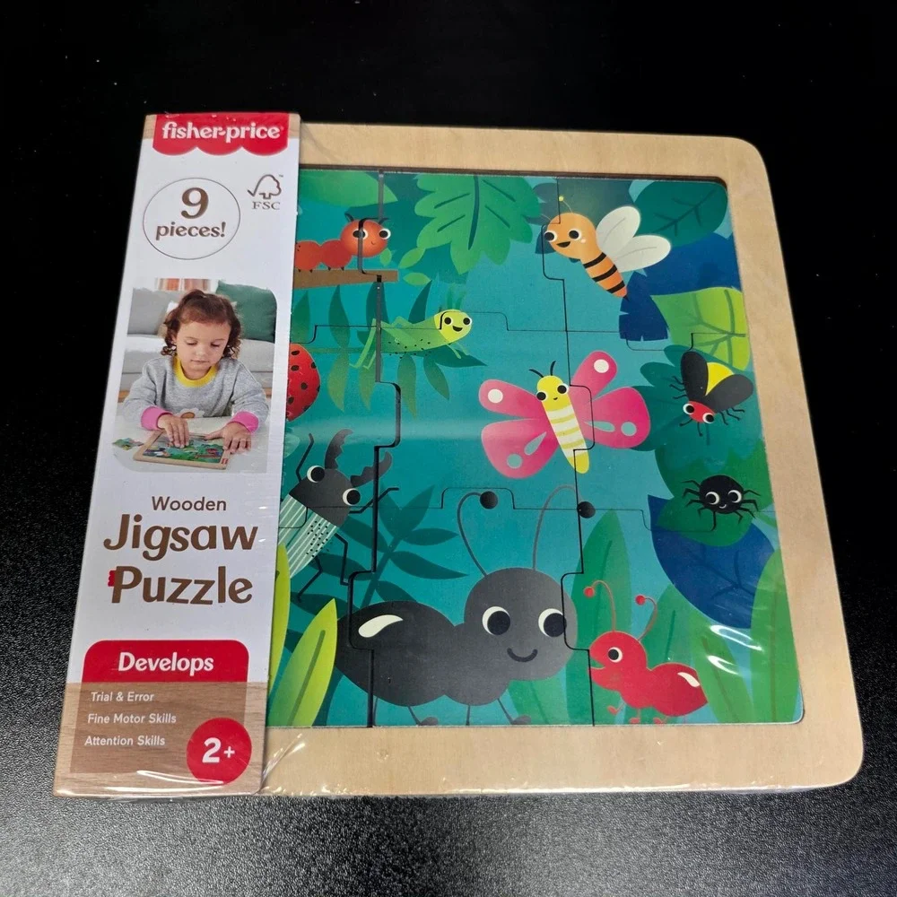 Fisher-Price Wooden Jigsaw Puzzle & Things I Eat Match It Set Toddler OS Multi